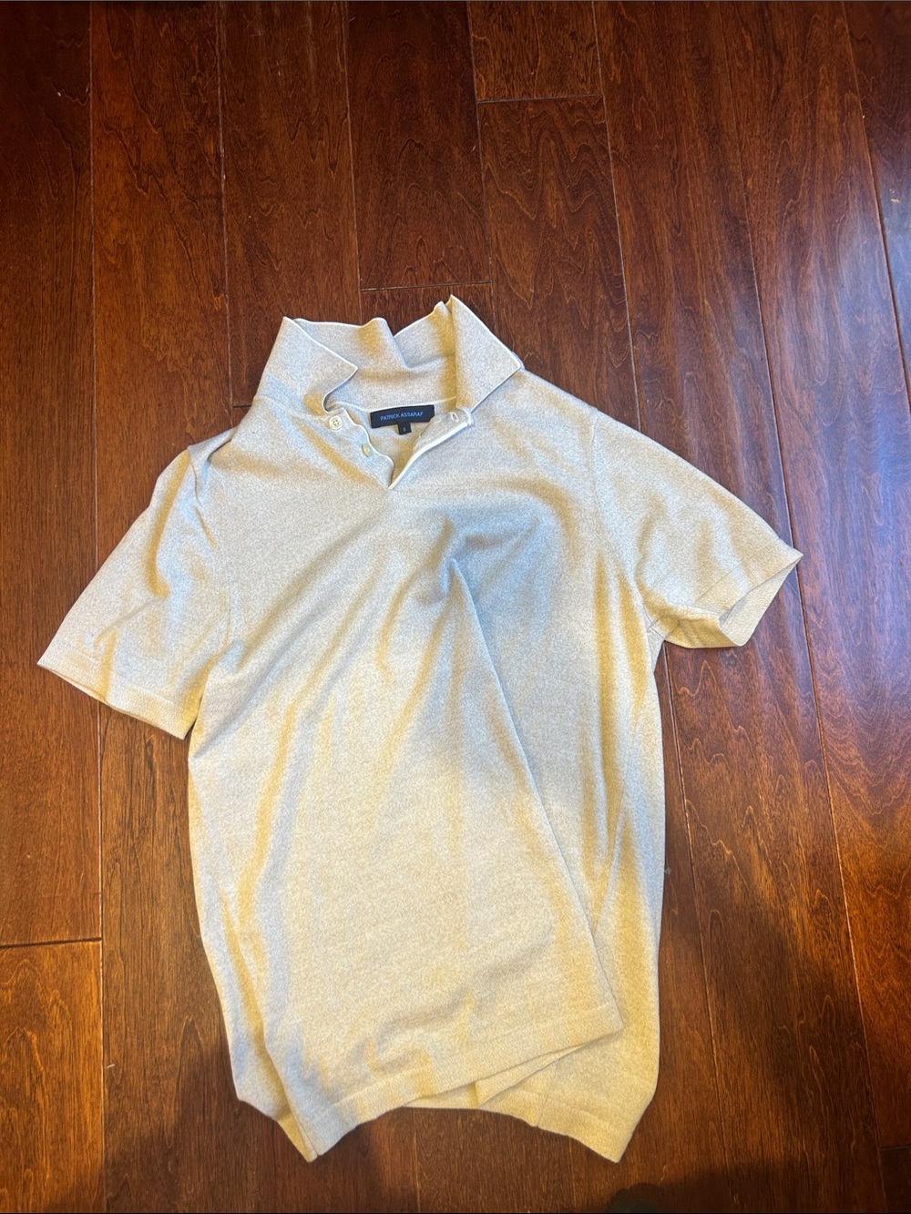 Patrick Assaraf Short Sleeve Polo in Beige Heather